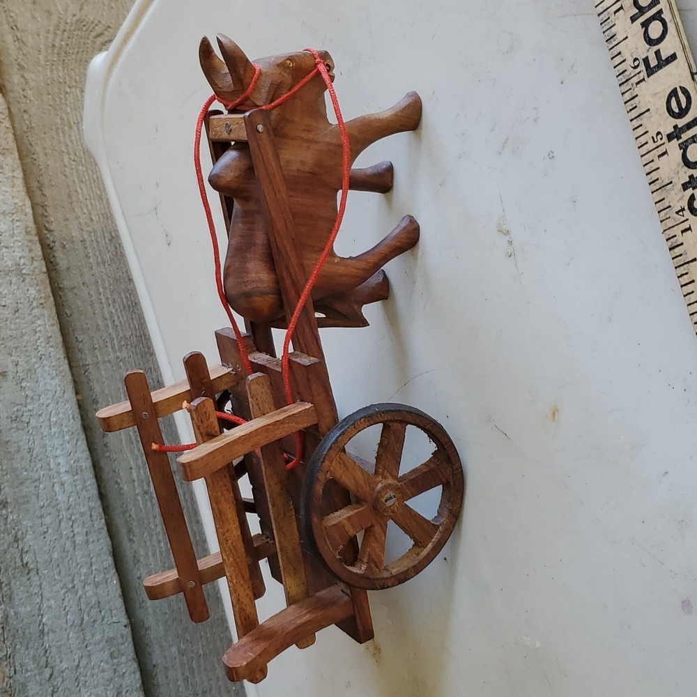 Vintage Wood Ox Pulling Wagon